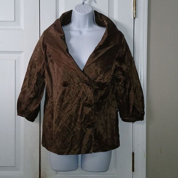 Twelve Couture Rive Gauche 2007 Bronze button front lightweight jacket Sz M - Picture 1 of 8